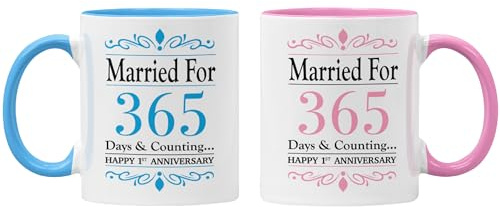 Gift Island 1st Anniversary Mug Gift Set for Women & Men | Happy Paper Anniversary | 1 Year | 1 Year Together | Wedding Marriage Gift for Son & Daughter - Brother & Sister - Husband & Wife