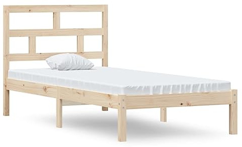 XHNIFBN Massivholzbett 90x190 cm Kiefer rustikal mit Kopfteil Modernes Schlafzimmer Design für Jugendzimmer Gästezimmer und kleine Räume
