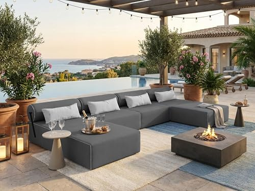 TRADA Gartensofa Bali XL, Balkon & Terrasse, Dunkelgrau | Wetterfeste Balkonmöbel & Lounge Sofa Außen, Moderne Outdoor Couch für Garten