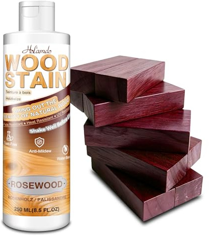 Water Based Wood Stain 250ml, Rosewood Indoor Outdoor Furniture Stain | Wood Varnish for Doors, Windows, Paneling & Cabinets, Low Odor, Non-Toxic, Fade Resistant, Multiple Finishes