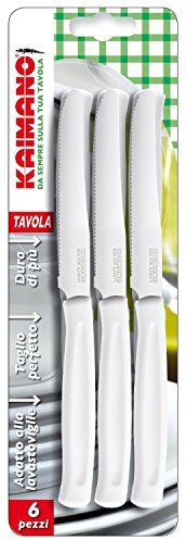 Kaimano KDN021506W 6 Coltelli Dinamik Tavola Lama Dentata Bianco, Acciaio Inossidabile, Multicolore, Unica