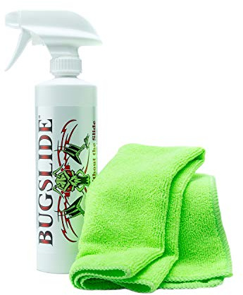 BugSlide 16oz Trigger Spray Bottle With Microfiber Cloth, Cleaner and Bug Remover- Cleans, Shines and Degreases While Removing Bugs- Multi-Use On Many Household Items