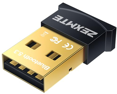 ZEXMTE 5.3 USB Bluetooth Adapter für PC, Long Range Bluetooth Dongle Plug-and-Play für Desktop, Laptop, Maus, Tastatur, Headsets, Lautsprecher Unterstützung Windows 11/10/8.1/7