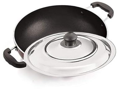 Shourya Trading Satre Online And Marketing, 1 Aluminium Kadai,Kadhai/Frying Pan/Cookware pan,Set of 1,Thickness 4 mm,silver