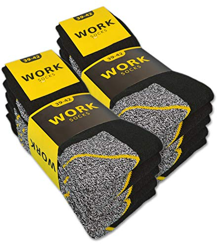 sockenkauf24 10 oder 20 Paar Herren Arbeitssocken WORK 10201 (Schwarz/Grau Meliert 10 Paar 47-50)