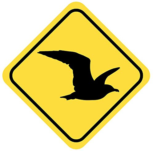 Samunshi® Möwe Warnschild Warndreieck Aufkleber Achtung Vorsicht Tier - 25x25cm mehrfarbig