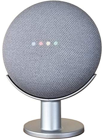 Mount Genie Pedestal para Nest Mini (2ª generación) y Google Home Mini (1ª generación) | Mejora el sonido y la apariencia | Soporte de soporte de montaje más limpio para Mini (plata)