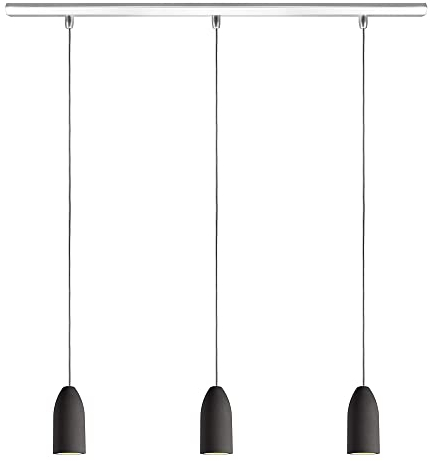 Buchenbusch urban design 3er Deckenlampe dark edition, Pendelleuchte mit Textilkabel Grau, Beton Hängelampe, Lampe Esszimmertisch Wohnzimmer Küche