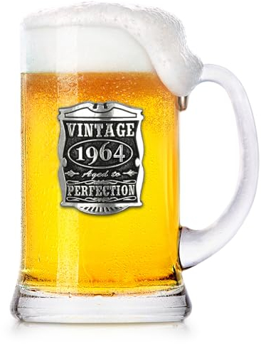 English Pewter Company 1 Pint Vintage Years 1965 60th Birthday or Anniversary Beer Mug Glass Tankard - Unique Gift Idea for Men [VIN030]