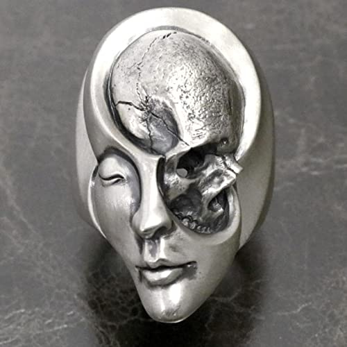 Einzigartiges Design Human Duality Hide Yin Und Yang Skull Rings Herren Punk Goth Biker Ring Damen Schmuck