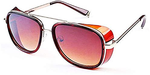 LoveLegis Iron Man-Sonnenbrille - Steampunk - Tony Stark - Retro - Mann - Unisex - goldener Rahmen - braune Linse - Weihnachts- und Geburtstagsgeschenkidee