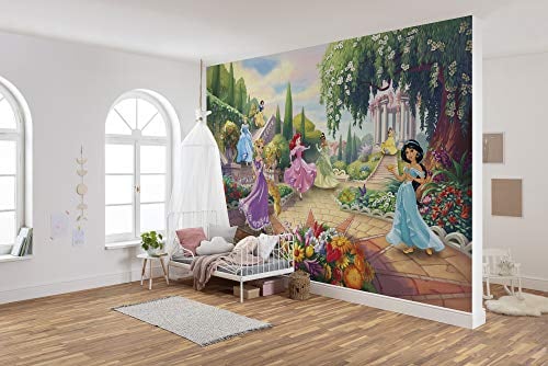 Komar Disney Fototapete | Princess Park | Größe: 368 x 254 cm (Breite x Höhe) | Mädchen, Prinzessin, Tapete, Kinder, Wand, Kinderzimmer, Dekoration | 8-4109