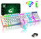 Wireless Rainbow Backlit 2.4G Rechargeable Mechanical Feel 104 Keys Gaming Keyboard + 2400DPI 6 Buttons Optical Rainbow LED Gaming Mouse + Free Mouse Pads for PC Laptop