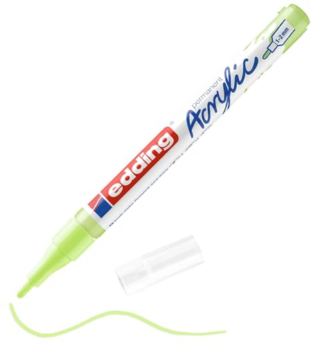 edding 5300 Acrylmarker fein - pastell-grün - 1 Acrylstift wasserfest - feine Rundspitze 1-2 mm - Acryl Farben zum Malen auf Leinwand, Malpapier und Holz - Acrylstifte für Steine