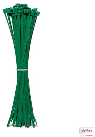 Kabelbinder Grün 100 Stück, 100 mm x 2,5 mm mit 8 kg Zugfestigkeit aus Nylon 66, permanent schließend WeltiesSmartTools