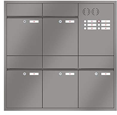 RENZ/Plan / 5er Unterputz-Briefkastenanlage Einbau-Briefkasten mit Sprechfeld/RAL-Farbe 9007 Volumen 21 L/Dein-Briefkasten.de