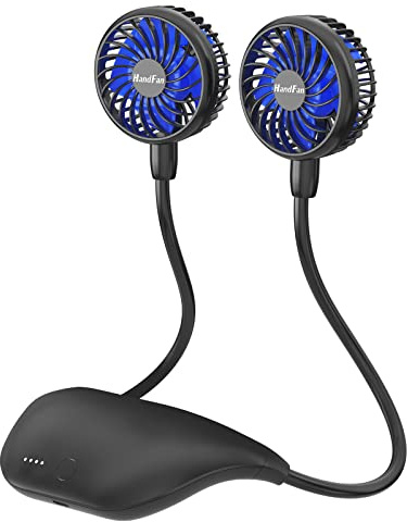 HandFan 10000mAh Neck Fan, 360° Rotation Hands Free Portable Fans for your Neck, 48h Lasting Rechargeable Battery Operated Wearable Necklace Personal Cool Fans for Travel/Disney/Sports/Cycling/Hiking