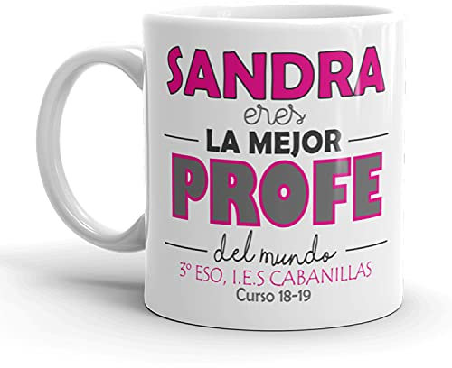 Kembilove Taza regalo Profesora personalizada – Tazas Desayuno para Fin de Curso con Mensaje Eres la mejor profe del mundo – Regalos originales para Profesores y Maestros