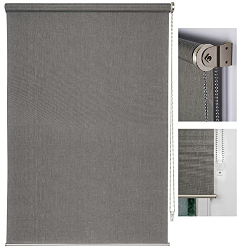 metablo Sichtschutzrollo zum Bohren an Wand oder Decke Sonnenschutzrollo Seitenzugrollo für Fenster oder Tür Fensterrollo Grau 140x160 cm