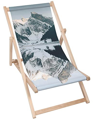DreamRoots Liegestuhl Klappbar Holz aus Buchenholz, bis 130 kg belastbar, 3-Fach verstellbare Rückenlehne, waschbarer Polyesterbezug