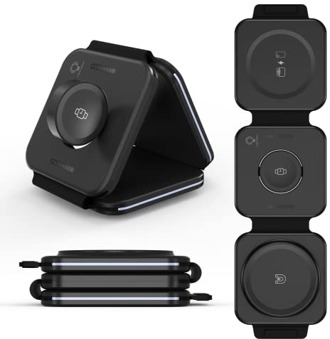 Mag-Safe Ladegerät,Hohosb 3 in 1 Faltbare Magnetische Kabellose Ladestation,Faltbare Wireless Ladepad Kompatibel mit iPhone 12/13 Series,AirPods Pro/2/3,iWatch 7/6/SE/5/4/3/2 (18W Adapter enthalten)