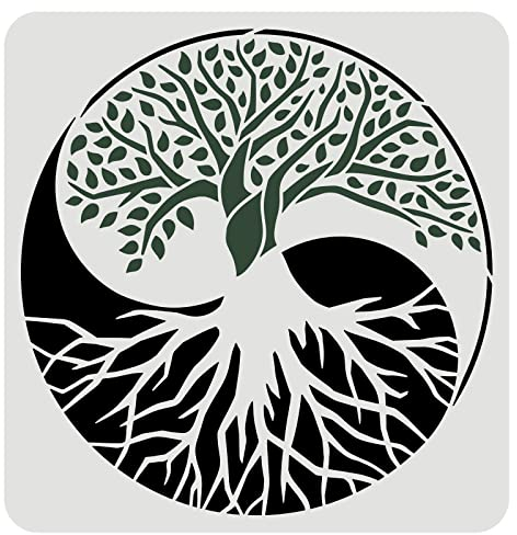 FINGERINSPIRE Baum des Lebens Muster Schablonen 30x30cm DIY Handwerk Malschablone Wiederverwendbare PET Yin Yang Baum Zeichnung Schablonen für Malerei auf Holz Zeichen Boden Wand Fliesen Fenster