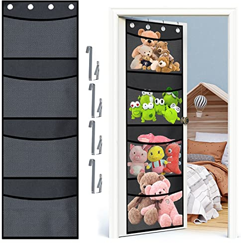 Hängeorganizer Kinderzimmer Hängeaufbewahrung Tür Organizer Wand mit 4 Riesige Taschen und 4 Haken, aufbewahrung kinderzimmer organizer hängend für Baby Kleidung, Plüsch Spielzeug und Babybedarf