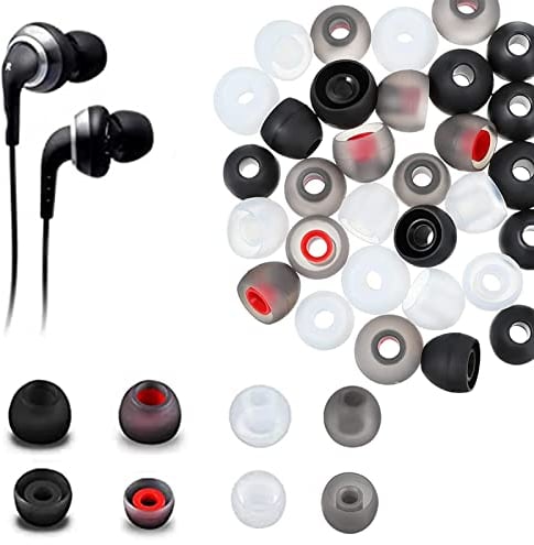 WOOXDYUK 48 Stück Silikon-Ersatz-Ohrstöpsel, 3 Größen (S/M/L), 4 Farben, für die meisten In-Ear-Kopfhörer und Ohrhörer mit Noppendurchmessern von 4 mm bis 6 mm