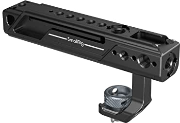 SMALLRIG Adjustable Top Handle with Mount for ARRI-Style, Built-in Cold Shoe Mount, 1/4''-20 and 3/8''-16 Thread Holes, Locating Holes for ARRI Standard, Back/Forward Adjustable - 4153