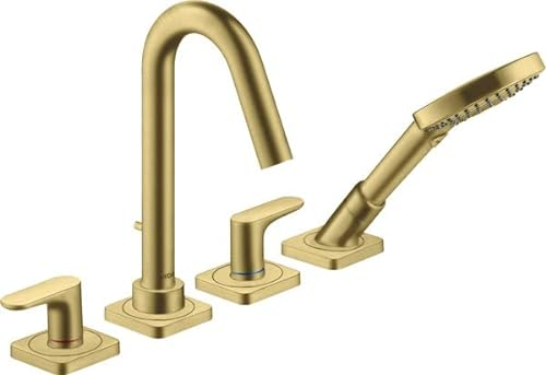 hansgrohe AXOR Citterio M 4-Loch Wannenrandarmatur mit Hebelgriffen und Rosetten, 34444950, Farbe: Brushed Brass