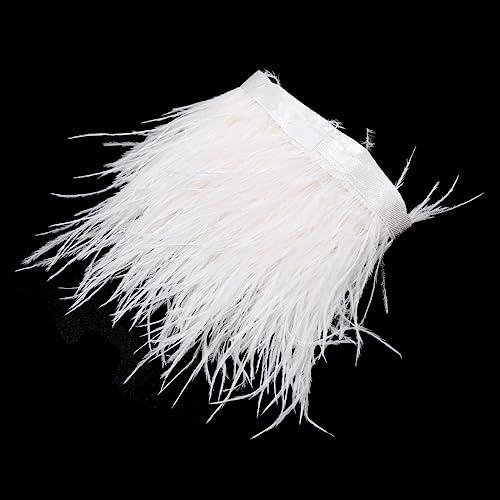 POFET 2 Yards natürliche weiche Straußenfedern Fransenborte Band zum Nähen von Kleidern, Dekoration, Basteln, Kleidung, Hochzeit, Dekoration, Nähen, Basteln, 10-13 cm (weiß)