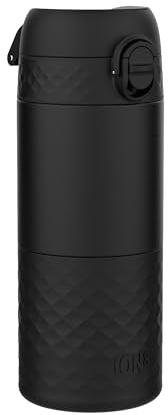 ION8 Insulated Travel Mug, Leak Proof, Triple Lock Secure, Spill-Free in Transit, Hygienic Cover, Easy-to-Clean, Perfect On-The-Go, Soft Base, Stainless Steel, Black