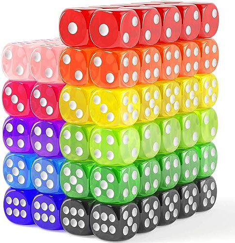 Rerdeim 110-teiliges Würfel-Set, farbige Spielwürfel, bunte Würfel, 6-seitige Würfel für Klassenzimmer-Unterricht, Brettspiel, Spielen, Rollen, klein, sechsseitig, 11 Farben, Rot, Gelb, Blau, Grün und