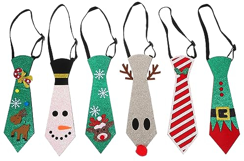 DRESSOOS 6st Krawatte Mit Rentier-krawatte Weihnachtskrawatten Neuheitskrawatten Für Den Urlaub Weihnachtskrawatten - Lustige Krawatten mit festlichen Drucken für die Feiertage - Weihnachtskra