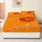 Spannbettlaken 90x200 cm mit 2 Kissenbezug Orange Love Heart Muster Bettlaken, Weich Mikrofaser Matratzenschoner Spannbetttuch, Tiefe Tasche 30cm Orange Farbe Spannbettlaken für Boxspringbett