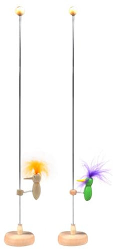 QmjdDymx Woody Woodpecker Toy 2pcs pájaro pájaro de Carpintero Individual sobre un Poste de Palo con Base Estable, Vintage Loco pájaro jerque de Escritorio Retro de Escritorio clásico Tipo 1