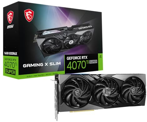 MSI Gaming RTX 4070 Ti Super 16G Gaming X Slim Graphics Card (NVIDIA RTX 4070 Ti Super, 256-Bit, Extreme Clock: 2685 MHz, 16GB GDRR6X 21 Gbps, HDMI/DP, Ada Lovelace Architecture)
