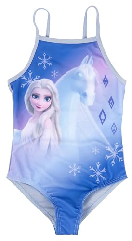 Disney Die Eiskönigin Badeanzug für Mädchen - ELSA Frozen Kinder Schwimmanzug Blau
