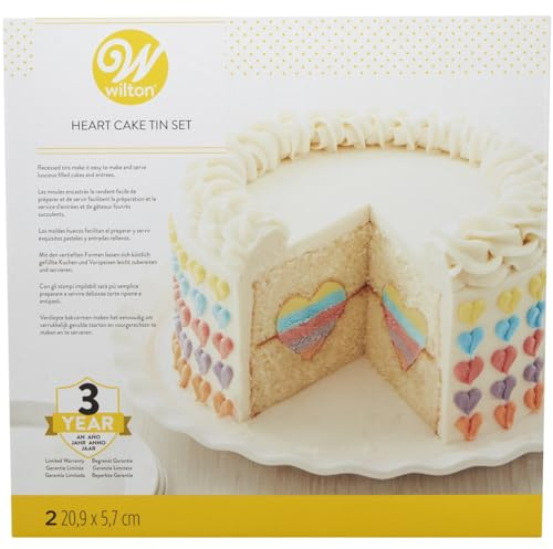 Wilton Heart Tasty-Fill Pan Backform, Set/2 | Herz Backform Set mit Füllung in Herzform, Ideal für Valentinstag, Hochzeit, Geburtstag, Antihaftbeschichtung