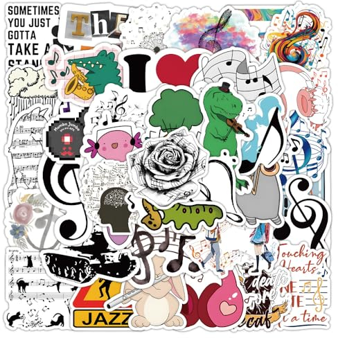 Music Aufkleber für Laptop (50PCS),Geschenk für Kinder Jugendliche Erwachsene Jungen,Music Stickers Wasserdicht Vinyl Aufkleber für Scrapbook,Skateboard,Auto,Gepäck