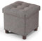 BRIAN & DANY Small Ottoman Storage Box 32x32x32.5cm, Linen Foot Stool with Wood Legs, Footstool with Lid for Livingroom Bedroom, Brown