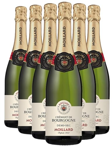 Crémant de Bourgogne Demi-sec Weißwein - Maison Moillard - Sekt - g.U. - Burgund Frankreich - Rebsorte Chardonnay, Pinot Noir, Aligoté - 6x75cl