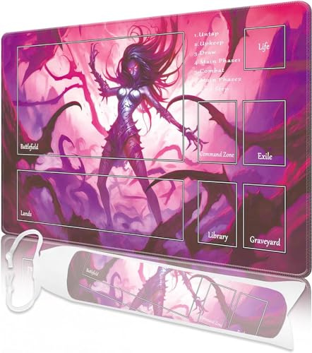 Nkddert MTG Playmat, 24 x 14 Playmats for TCG MTG, Stitched Edges Anti-slip MTG Playmat with Zones with Storage Bag Vibrant Artwork Batgirl MTG Game Mat