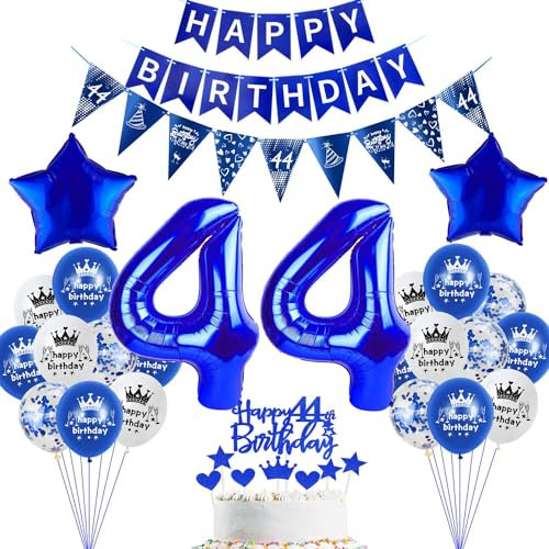 deko 44. Geburtstag Dekoration,Dunkelblau Tortendeko Geburtstag 44 Jahre mann Party Deko 44 frauen mann,luftballons 44. frau,blau Geburtstagsdeko 44 Jahre Männer ballon