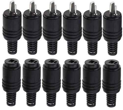 VISSQH 6 Paires Fiches/Prises Haut-Parleur DIN Mâle/Femelle, Adaptateur de Haut-Parleur Connecteur de Câble 2 Broches Avec Bornes à Vis, Sans Soudure (Noir)