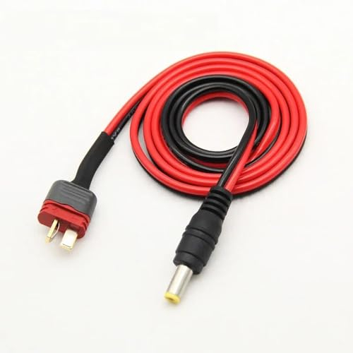 SPARKHOBBY 1,3 m langes Amass XT60 XT30 T-Stecker auf DC5,5 x 2,1 mm Stecker DC5.5 2.1 Kabel, geeignet für Skyzone Fatshark Fpv Brillen (T-Stecker auf DC5.5)