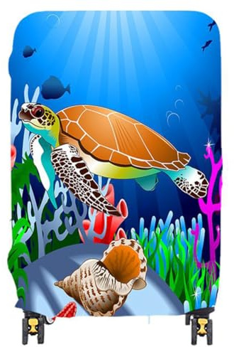 OuLi Store Kofferhülle Elastisch Kofferhülle Bambus Kohlefaser 18-32 Zoll Kofferschutzhülle Gepäck Cover Reisekoffer Hülle Kofferschutz Luggage Cover Gepäckabdeckung (Schildkröte C, M)