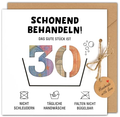 BOFUNX Geldgeschenk 30. Geburtstag - Schonend Behandeln 30 Geburtstag Geschenkkarte Lustige Geburtstagskarte mit Umschlag für Männer Frauen Familie und Freunden