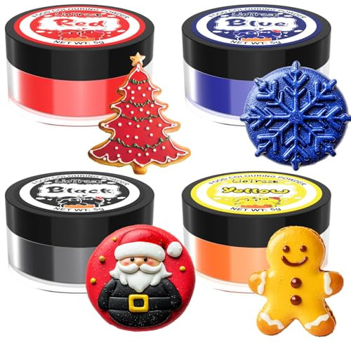 Food Colouring Powder, 4 Colours Food Colouring for Cake Set, High Concentration Vibrant Food Dye Powder for Icing, Baking, Cake Decorating, Easter Egg, Icing, Fondant, Cookies-5g