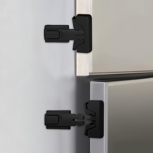 Molain 2 Pcs Child Proof Refrigerator Lock, Upgrade Pet Safety Refrigerator/Fridge/Freezer Door Lock Automatically Lock While Closing The Door No Tools Required and Easy Installation(Black)